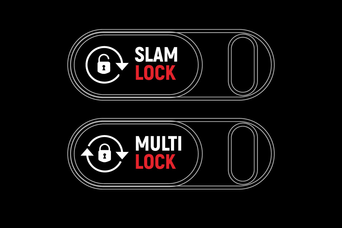 Välj typ av säkerhetslås mellan Slamlock eller Multilock